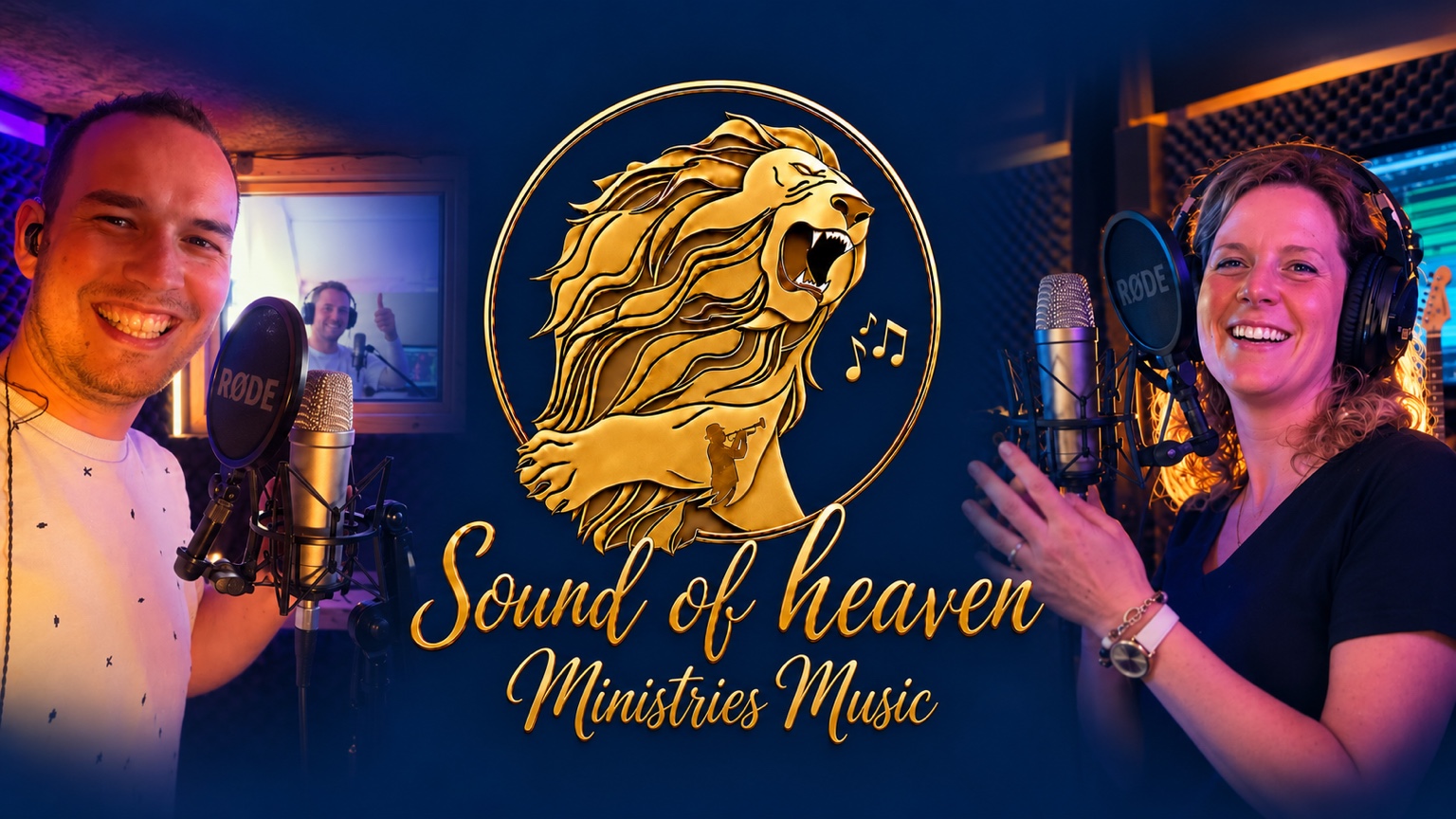 Sound of Heaven Ministries Music met Marcel en Elize in de studio